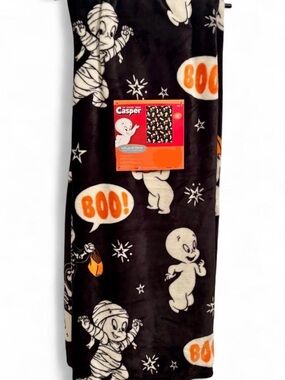 Casper the Friendly Ghost Halloween Plush Throw Blanket, black